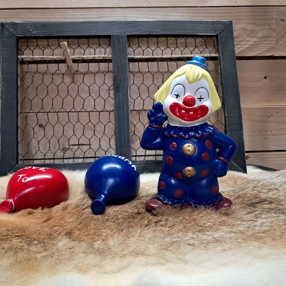 Colorful Clown ceramic candle Lamp with 2 balloons